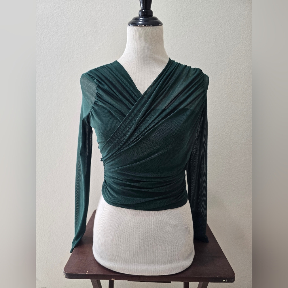 SHEIN Dark Green Ruched Blouse